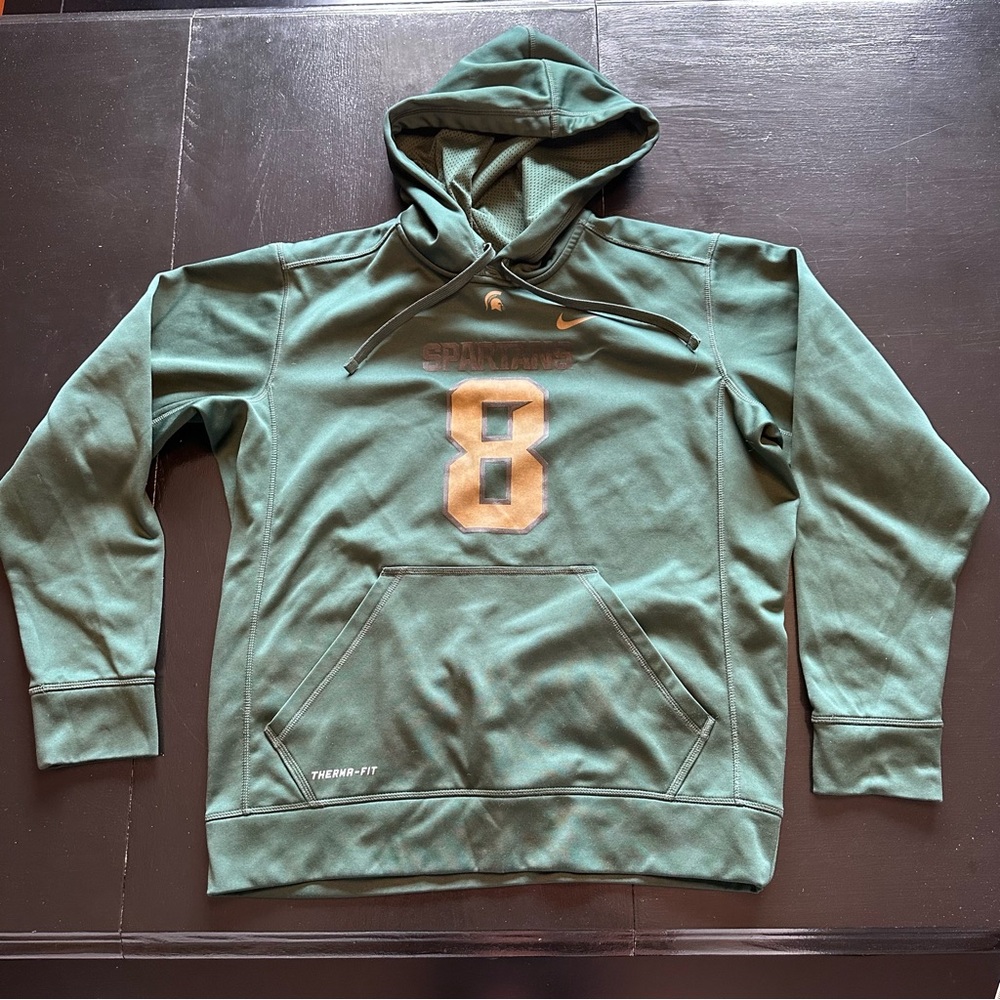 Nike Small Green Men's Hoodie Number 8 Custom MSU Michigan State Spartans shirt